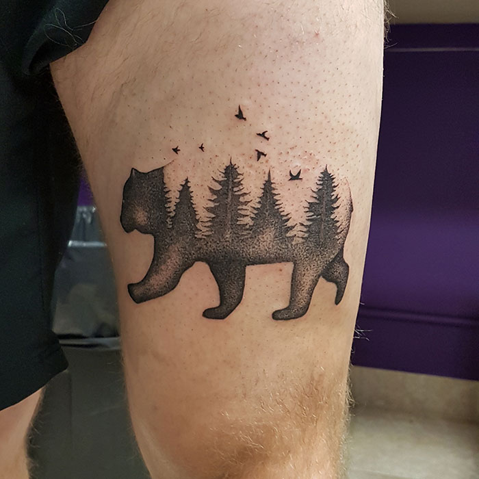 Pointillism Bear Tattoo by Smash