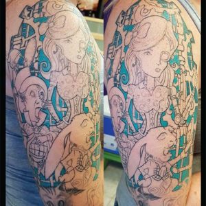 Steampunk Alice in Wonderland Half Sleeve by Andy Christ
